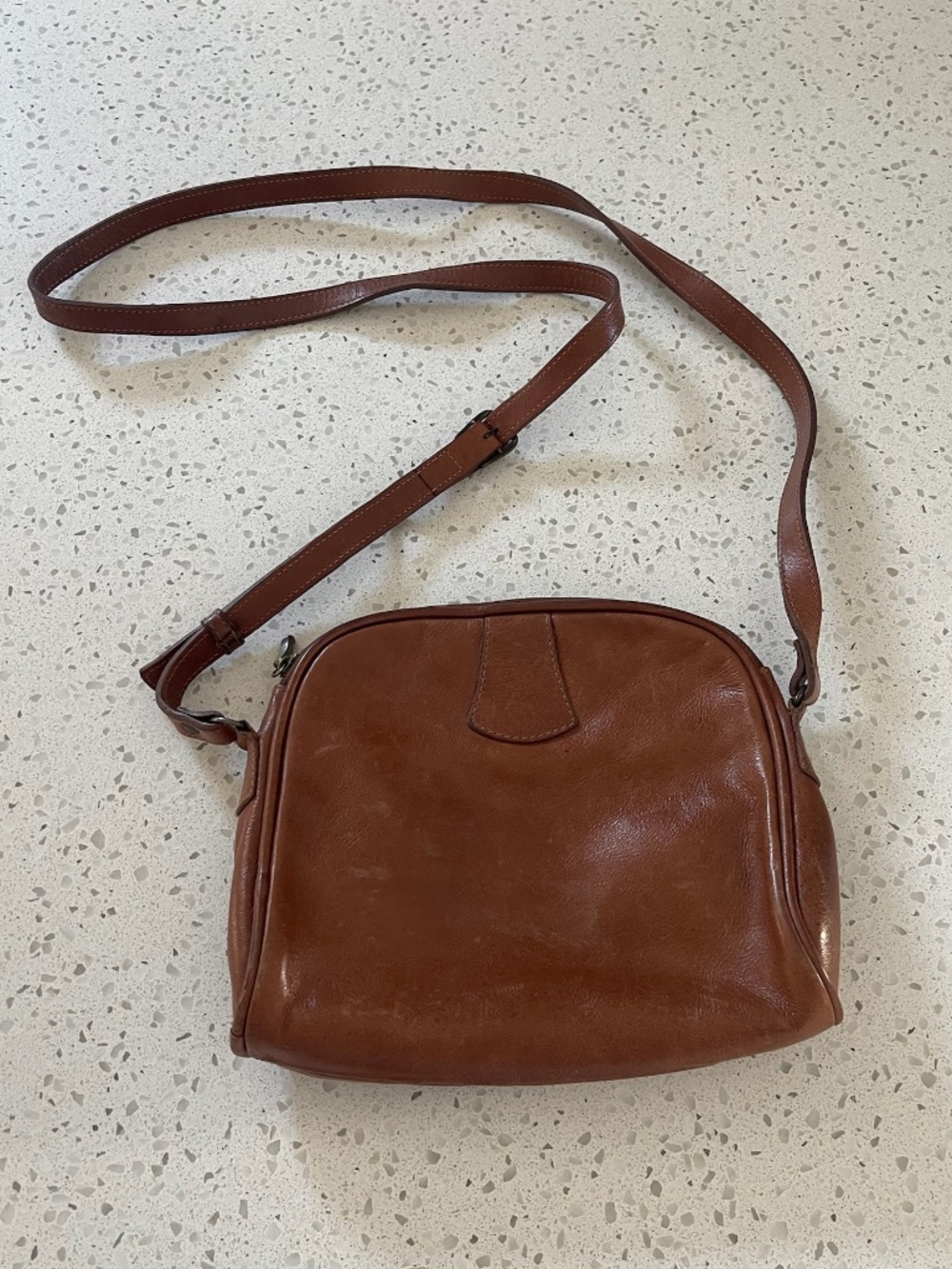 Brown Fossil Leather Cross-Body Purse